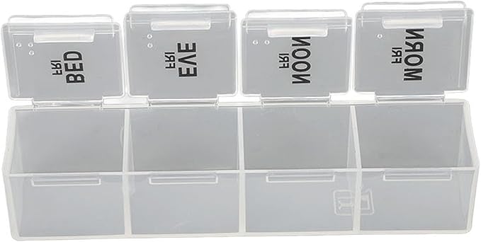 Organizer Box, Portable Large Compartment Monthly Organizer 4 Times A Day with Removable Individual Containers, Travel Box Organizer for Vitamin, Fish Oil