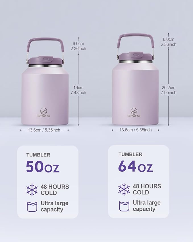 Gpeng 40 oz Tumbler with Handle, Water Bottles with Straw Lid, Insulated Stainless Steel Travel Mug Cup Holder Friendly, Keep Drinks Cold or Hot for 48+ Hours