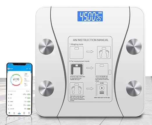 Smart Scale for Body Weight, Digital Bathroom Weighing Scale with Smart Sync App, BMI, Body Fat, Muscle Mass, Accurate Bluetooth Home User Health Equipment (White)