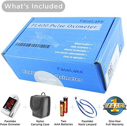 FL400 Pulse Oximeter with Neck/wrist Cord, Carrying Case and Batteries- White