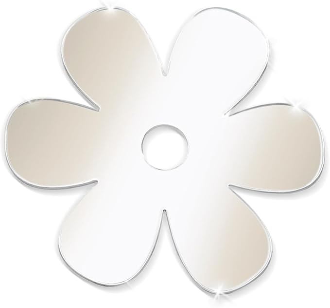 Ellie Rose Mirror Decal for Smartphone, Stick-On Mirror Phone Charm Sticker (Flower)