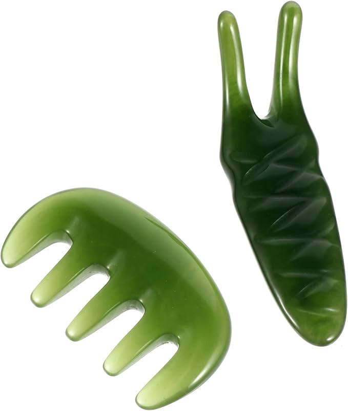 Healifty 2 Pcs Gua Sha Scalp Comb Massage Tool Handheld Resin Scraper for Scalp Treatment and Relaxation 3.5 Inch
