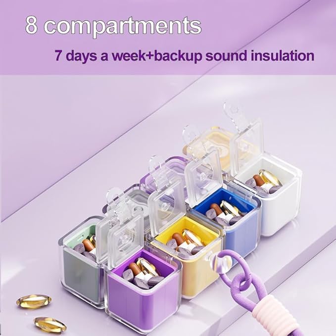 Cube Shaped Pill Organizer - Weekly 8 Compartments Portable Pill Case, Magnetic Closure, Detachable & Washable Travel Pill Container (Colorful)