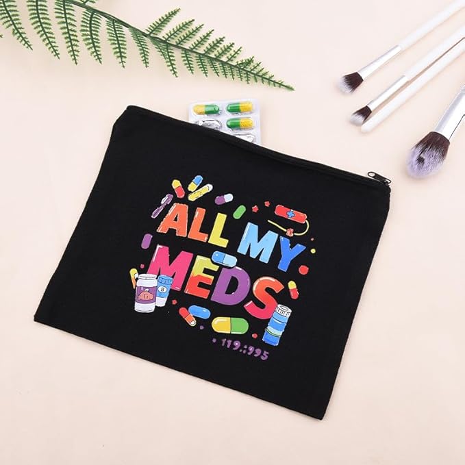 Zippered Pouch for Medical Supplies Daily Medicine Bag for Nurse Bag Essential Items Funny Medicine Pouch Pharmacist Pharmacy Toiletry Bags Canvas Practitioner Cosmetic Bags Patient Doctor Gift Ideas