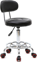 Be Well Medical Spa Stool with Back, Massage Salon Drafting Stool on Wheels for Office Desk Home Kitchen Massage Medical Salon Artist - Black