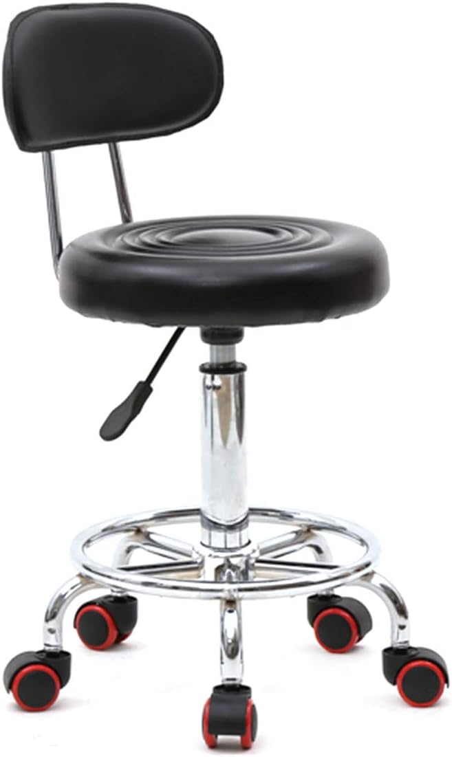 Be Well Medical Spa Stool with Back, Massage Salon Drafting Stool on Wheels for Office Desk Home Kitchen Massage Medical Salon Artist - Black