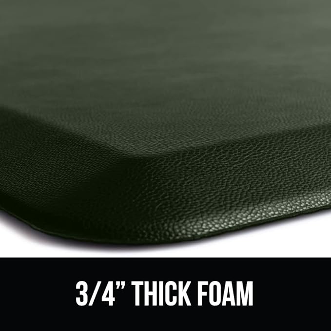 GORILLA GRIP Comfortable Cushioned Kitchen Mats for Floor, 39x20, Waterproof and Stain Resistant Soft Top, 3/4 Inch Thick Ergonomic Standing Desk Anti Fatigue Mat, Foam Supports Feet, Hunter Green