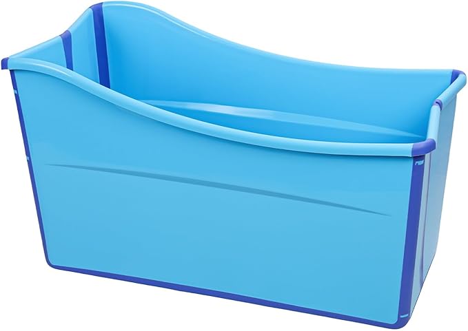 Portable Bathtub for Adults 39 Inch Large Folding Bathtub SPA Soaking Standing Collapsible Tub Soaking Hot SPA and Ice Bath Tub (Blue)