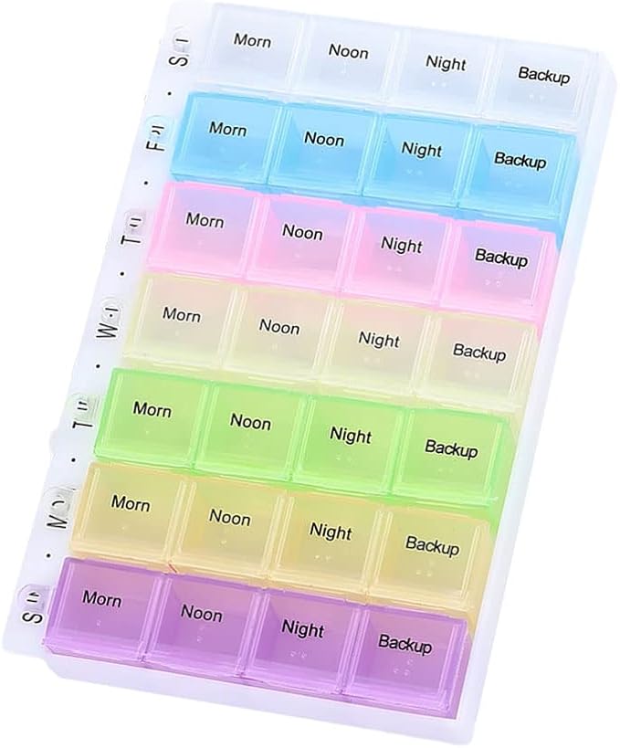 Pill Organizer, Large 28 Day Medication Organizer, Weekly Pill Box 4 Times a Day, Travel Medication Organizer,Waterproof Supplement Organizer for Daily Pills, Vitamins,Fish Oil