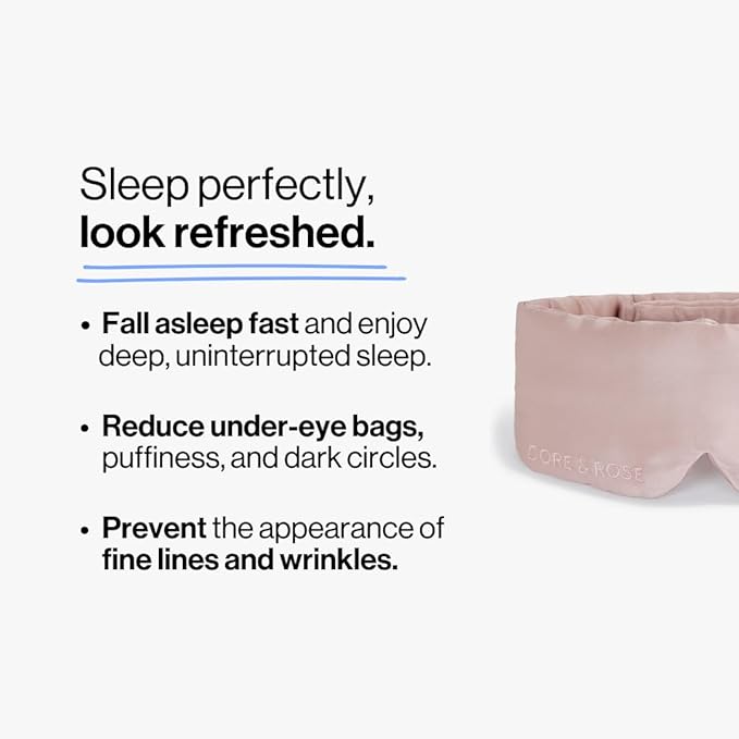 Dore & Rose Deep Sleep Mask Light Blocking, 23 Momme Mulberry Silk Eye Mask, Ultra Soft, Adjustable - Travel Sleeping Mask for Men & Women (Lotus)