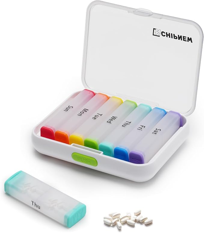 Pill Organizer 2 Times a Day - CHIPNEW Food Grade & Waterproof Medicine Organizer - 7 Day Large Detachable Travel Pill Box-Pill Container, Holder for Supplements, Vitamins, and Medications(White)