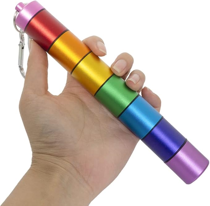 Tvoip Portable Pill Case Keychain Waterproof 7 Days Pill Holder Travel Pill Container Portable Medicine Keychain Daily Airtight Pill Organizer for Outdoor Camping Travel (Rainbow)