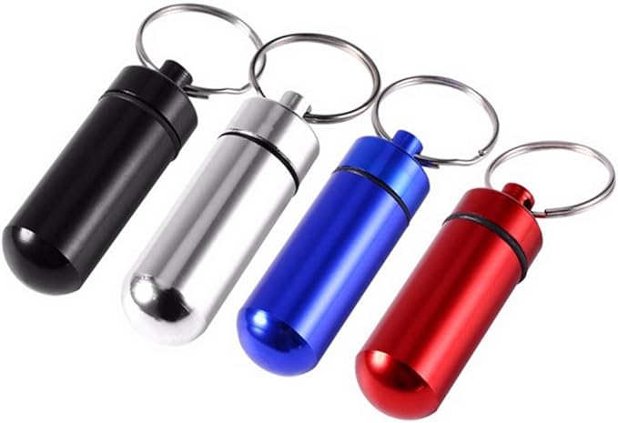 Waterproof Aluminum Pill Holder with Keychain Outdoor Medicine Bottle Seal First Aid Drug Holder