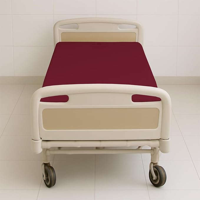6 Pack Fitted Hospital Bed Sheets - Soft Microfiber Hospital Fitted Sheet - Hospital Bed Fitted Sheets (Burgundy, 36" x 84" x 12")