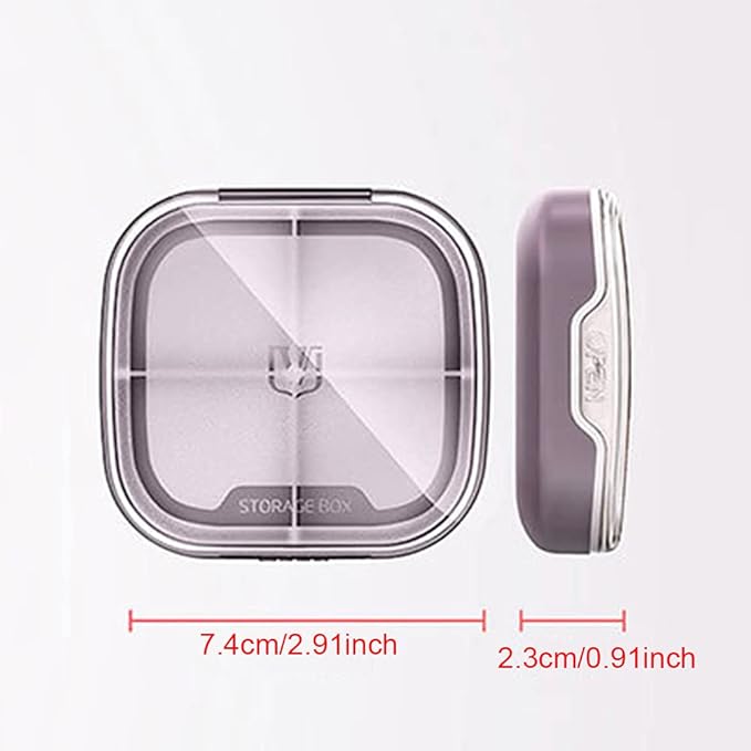 Pill Organizer for Purse, Square Pill Case Pill Box Travel with 4 Compartment, 4 Colors Portable Cute Daily Pill Box Pill Holder Small, Pill Container for Purse, Pill Case Small, Vitamin Organizer