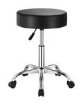 VEVOR Rolling Stool with Wheels, 450 LBS Weight Capacity Round Rolling Stool Chair, Height Adjustable Thickened PU Leather Swivel Stool for Salon, Spa, Massage, Tattoo, Clinic, Black