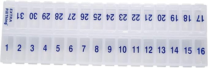 31 Day Once-a Day Monthly Pill Planner Organizer w/Removable Lid for Easy Loading - Large Compartment Pill Box Stores Medications for Entire Month (Clear - 2 Pack)