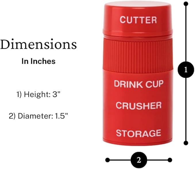 Pill Crusher Cutter and Grinder Cut and Crush Combo with Drinking Cup, Storage, by easycare