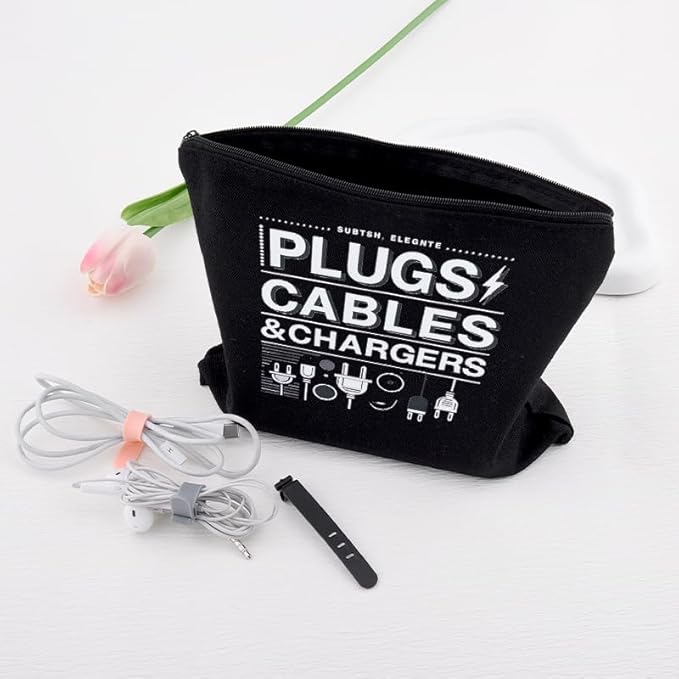 Small Electronic Gift Bag Pouch Travel Charging Cable Pouch Camping Cord Organizer Bags Wire Storage Ties Reusable Plug Charger Case Bags Portable Earphone Pouches with Zipper Electrician Gift Pouches