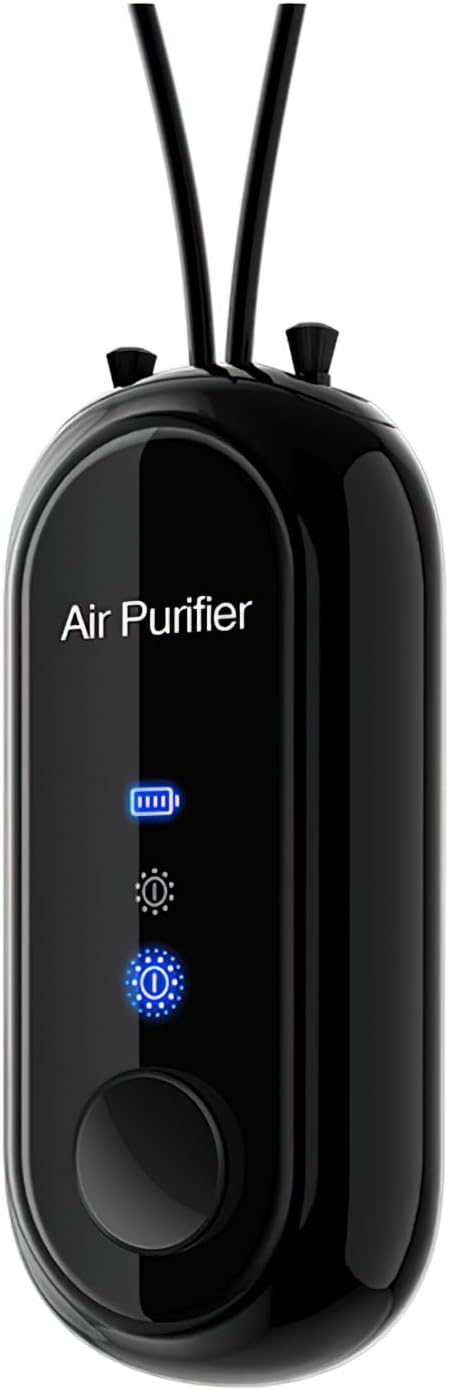 Portable Negative Ion Air Purifier Necklace, Personal Wearable Purification Device, Black, 3.1 x 1.4 x 0.9 Inches, 1.2 Billion Ion Output (Black)