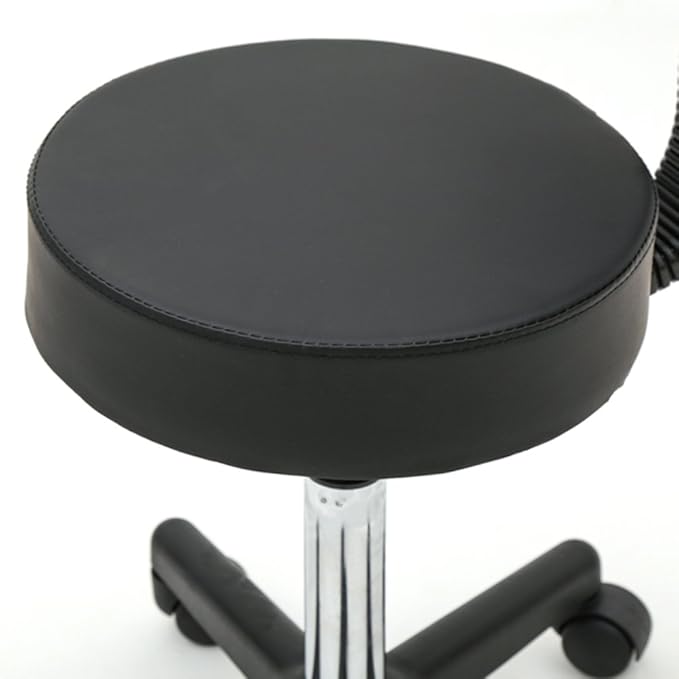 Swivel Salon Stool Chair with Back Support Adjustable Hydraulic Rolling Stool with Backrest for Beauty Barber Tattoo Massage (Style 3-Black)