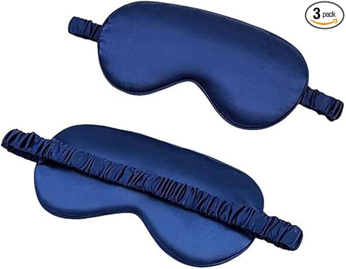 Soft Silk Sleep Eye Masks Lightweight Eye Cover Eyeshade for Night Sleeping with Elastic Strap Navy