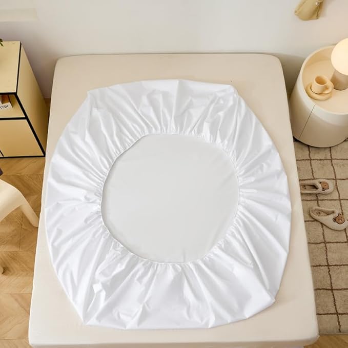 WenBags Waterproof Fitted Bed Sheets,Mattress Protector for Home & Hospital Care Beds, Soft Hospital Bed Sheets with Elastic All Around(1, White, Full)