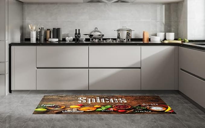 J&V TEXTILES Kitchen Mat Cushioned Anti Fatigue Floor Mat,19.6"x55", Thick Non Slip Waterproof Kitchen Rugs and Mats, Standing Mat for Kitchen,Floor,Home,Office,Desk,Sink,Laundry (Spices)