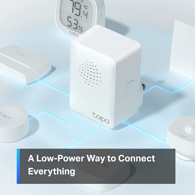 Tapo Smart Hub with Built-in Chime, REQUIRES 2.4GHz Wi-Fi, Reliable Long-Range Connections with Tapo Sensors, Sub-1G Low-Power Wireless protocol, Connect up to 64 smart devices (H100)