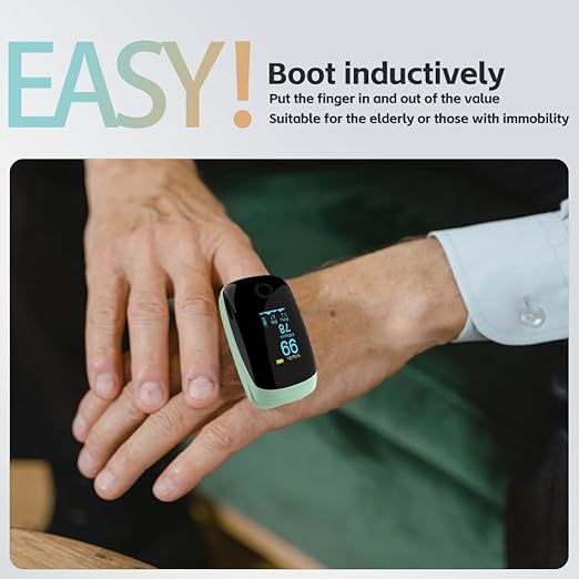 Finger Pulse Oximeter, Fingertip Blood Oxygen Saturation with Pulse Monitor, Oximeter with Lanyard, Pulse Oximeter for Sport and aviation use olny (green)