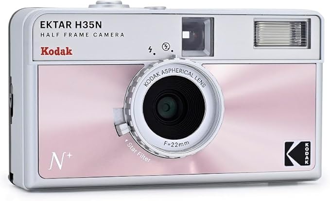 Kodak Ektar H35N Half Frame Film Camera, 35mm, Reusable, Focus-Free, Bulb Function, Star Filter, Coated Lens(Film & Battery not Included)(Glazed Pink)