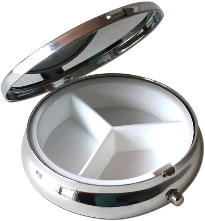 Prince and Princess Custom Round Silver Pill Box Pocket 2.1 inches Medicine Tablet Holder Organizer Case, 2.1 x 2.1 x 0.2 Inch