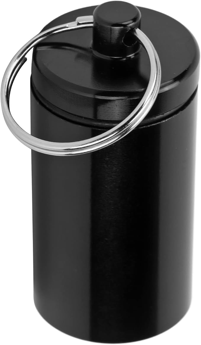 VBESTLIFE Keychain Pill Holder, Mini Portable Waterproof Aluminium Medicine Box Container Case Bottle for Outdoor Travel Camping
