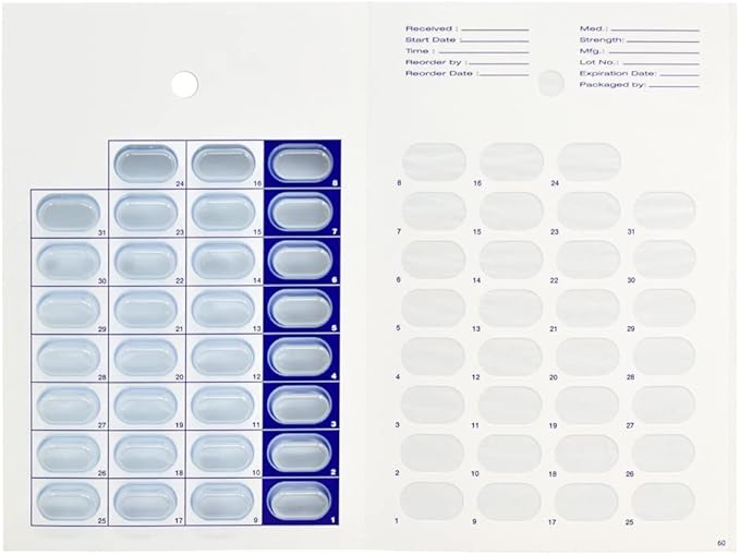 Monthly Pill Organizer Cold Seal Medication Blister Cards – DIY Pharmacy Pill Packaging for Medication, Disposable, Easy to Use, Just Fill and Seal (31 Day-6 Packs)