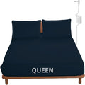 OKOHEY Grounding Fitted Sheets with 15ft Earthing Cord, Queen Size, 90% Organic Cotton + 10% Silver Fiber, Soft & Breathable Grounded Sheet for Better Sleep and Enhanced Wellness, Dark Blue