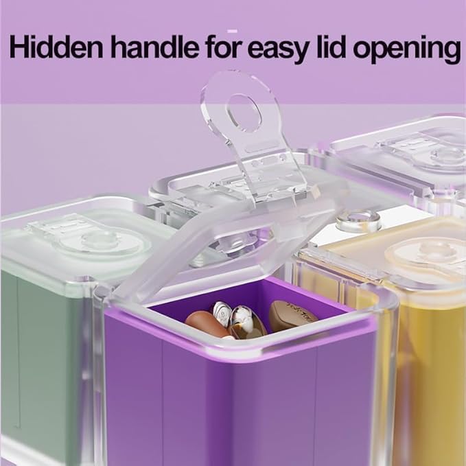 Cube Shaped Pill Organizer - Weekly 8 Compartments Portable Pill Case, Magnetic Closure, Detachable & Washable Travel Pill Container (Colorful)