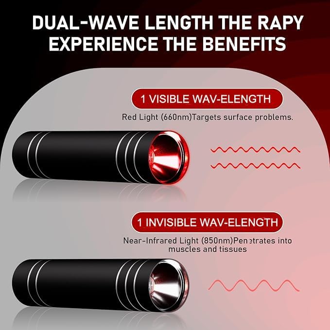Red Light Therapy Device for Joint and Muscle, 660nm&850nm LED Lights Therapy Wand, Portable Infrared Light Therapy Torch, Near Infrared Light for Body, Face, Neck, Back,Knee (Black)