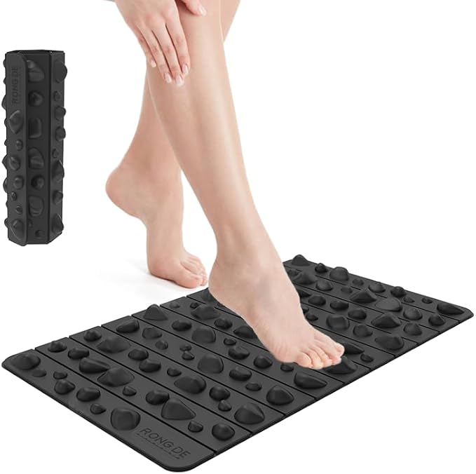 Foot Massage Mat for Plantar Fasciitis & Heel Pain Relief - Non-Electric Acupressure Pad - Office & Home Reflexology Floor Mat - Durable Rubber Foot Pain Relief Mat, 20'' x 11.8 ''