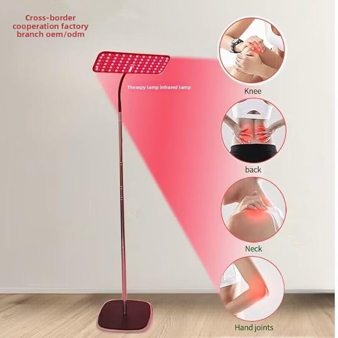 Body and Facial red Light Therapy, 660nm 850nm Infrared red Light Treatment lamp Equipment, extendable Floor-Standing Type, with a Large Panel and a Stable Stand at Home.