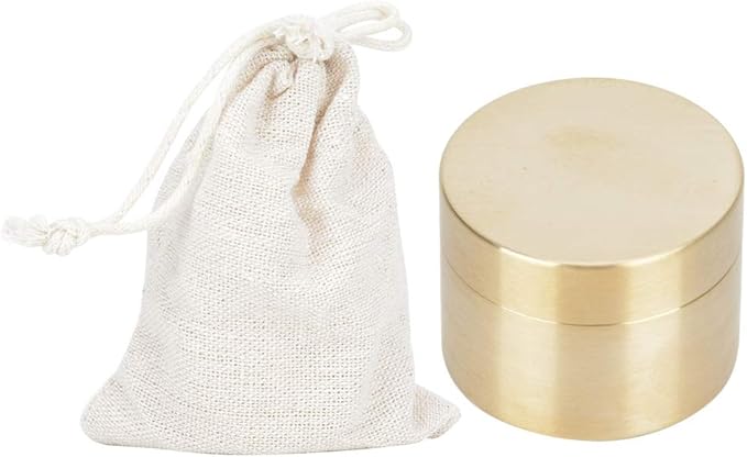 Alvinlite Portable Daily Pill Case, Brass Round Small Pill Box, Waterproof Metal Jewelry Pill Organizer Medicine Vitamin Holder Container with Lid for Outdoor Travel Working(S)