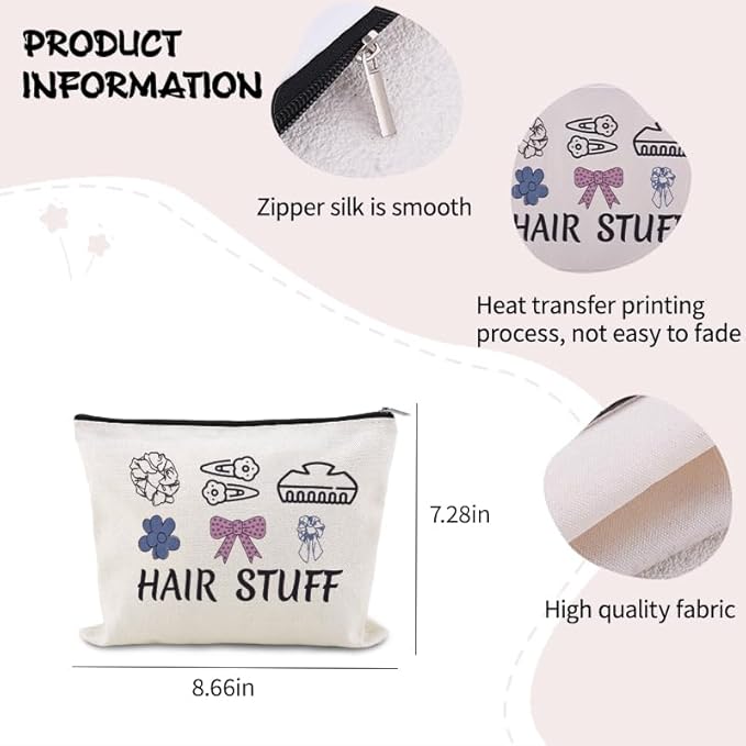 Hair Stuff Bag for Travel Hair Accessory Pouch for Girls Hairdresser Hairstylist Bags for Supplies Cosmetology Student Gifts Bag Salon Cosmetic Makeup Bags Barber Hairdresser Toiletry Zipper Pouches