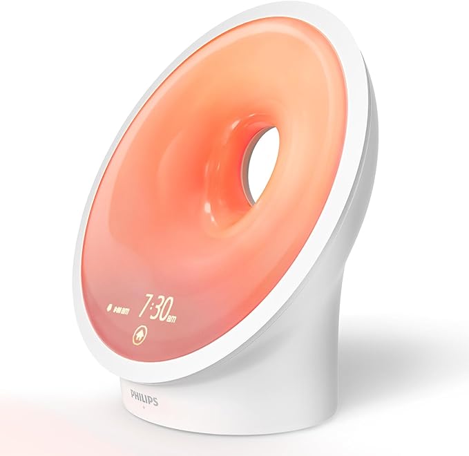 Philips SmartSleep Sleep and Wake-Up Light, Simulated Sunrise and Sunset, Multiple Lights and Sounds, RelaxBreathe to Sleep, HF3650/60