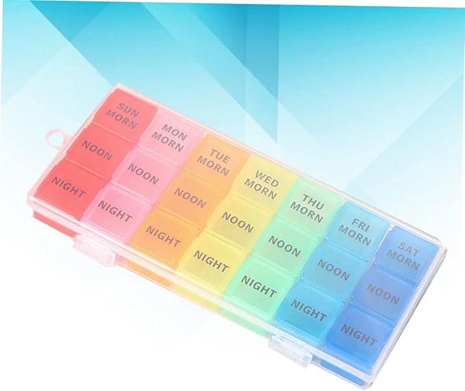 Mobestech 21 Grids Medicine Organizer Box Portable Pill Storage Case Organizer Case and