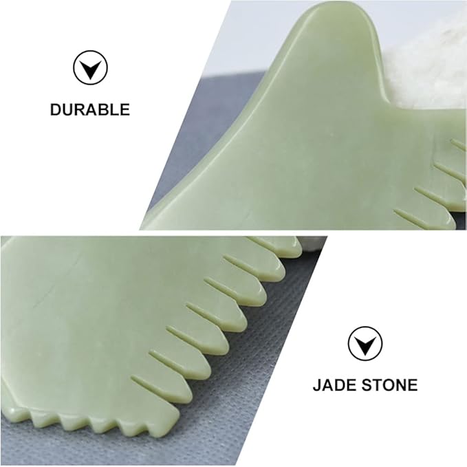 Healifty Jade Comb Scalp Massager - Natural Green Jade Hair Massager Comb for Head Massage and Relaxation with Smooth Edges Ergonomic Design 3.93X2.40X0.23In