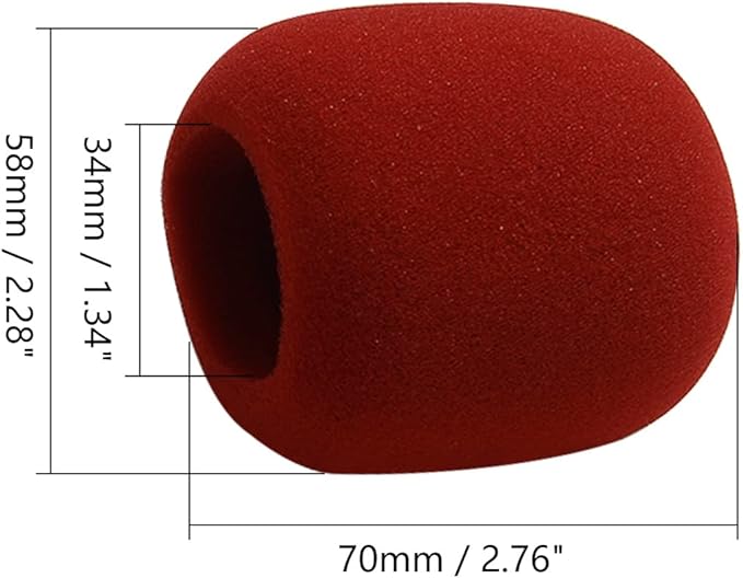 Fielect 2Pcs Microphone Cover Sponge Foam Mic Cover Handheld Microphone Windscreen Shield Protection Micro Foam Filter Wine Red for KTV Broadcasting