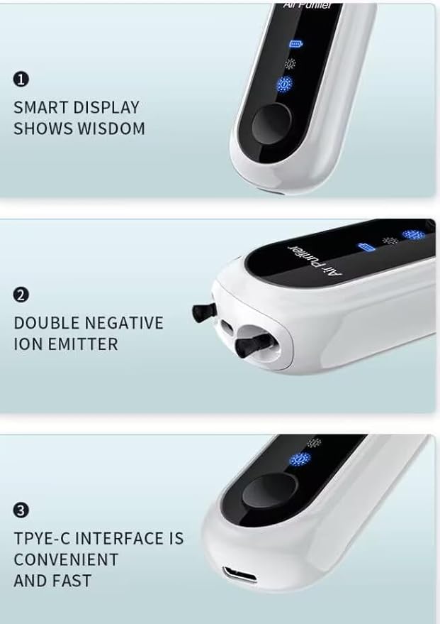 Portable Air Purifier Necklace,Personal Small Air Purifiers,100% No Static Electricity,Rechargeable Ionizer,for Bedroom,Car and Airplane,Black