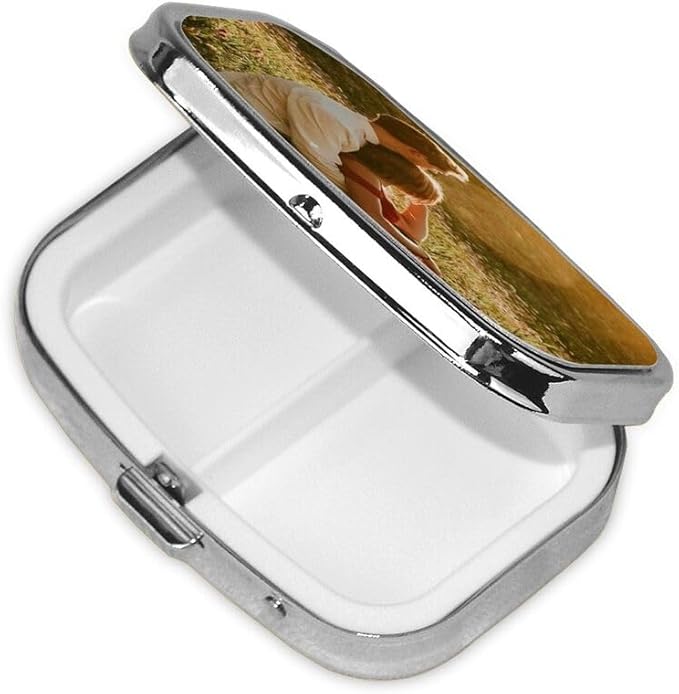 Custom Pill Box with Mirror, Personalized Name/Photo Decor Travel Organizer Container Medicine Vitamin Pill Case, 2 Inches
