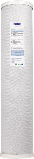 Crystal Quest 5-Micron Carbon Block Filter Cartridge - 4-5/8” x 20” - Coconut-Based Activated Carbon - Reduces Sediment and VOC’s - Sustainable Filtration