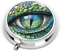 Portable Round 3 Compartment Metal Pill Box Eye of The Jade Dragon Ideal for Travel Office Medication Organization and Daily Needs for Home and Cafe Use