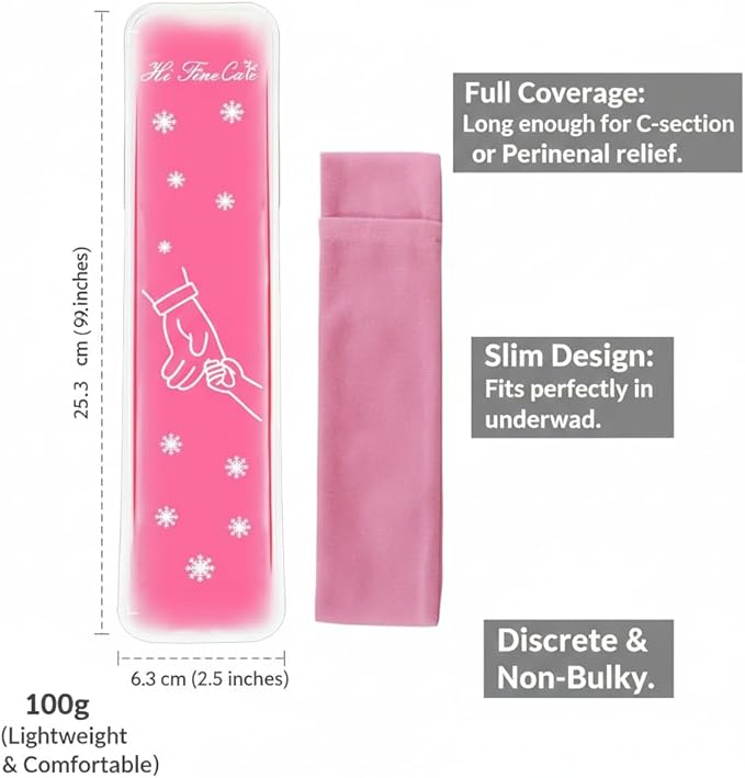 Postpartum Ice Pack, Hot and Cold Pads for After Delivery Essentials, Gel Cooling Pad, Fast Pain Relief Convenient for Perineal Recovery Helps Reduce Swelling (Pink, Hand Pattern)
